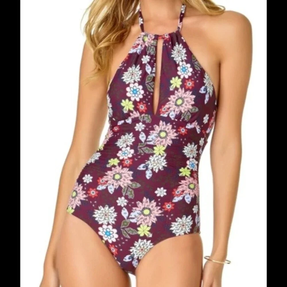 Anne Cole In Full Bloom Shirred Front One Piece Swimsuit 12